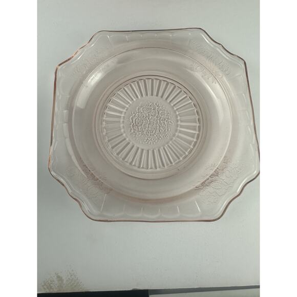 Jeannette Adam Pink Depression Glass Square 6" Bread / Dessert Plate - Picture 4 of 8